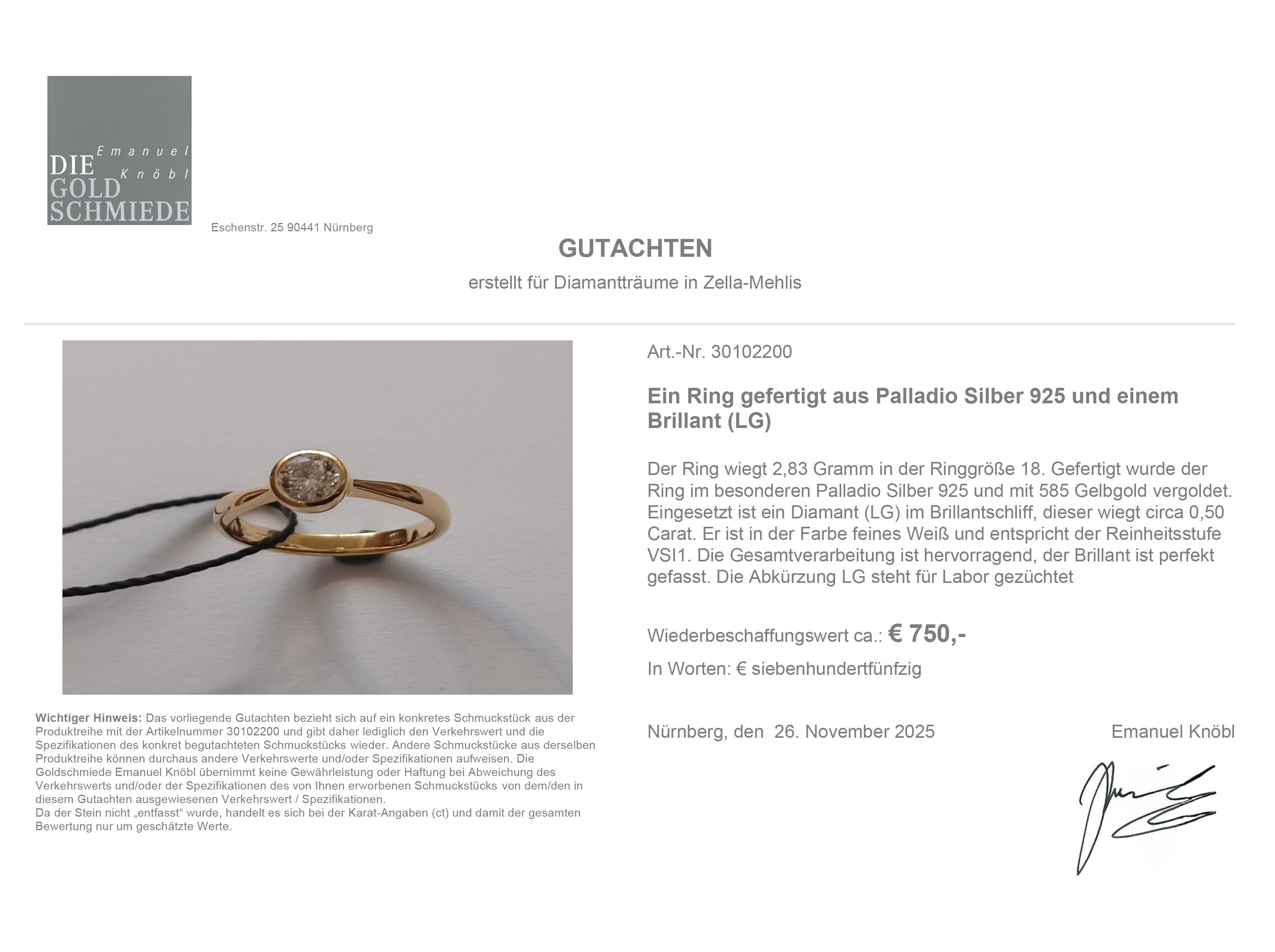 Diamant Solitärring London 0,5ct