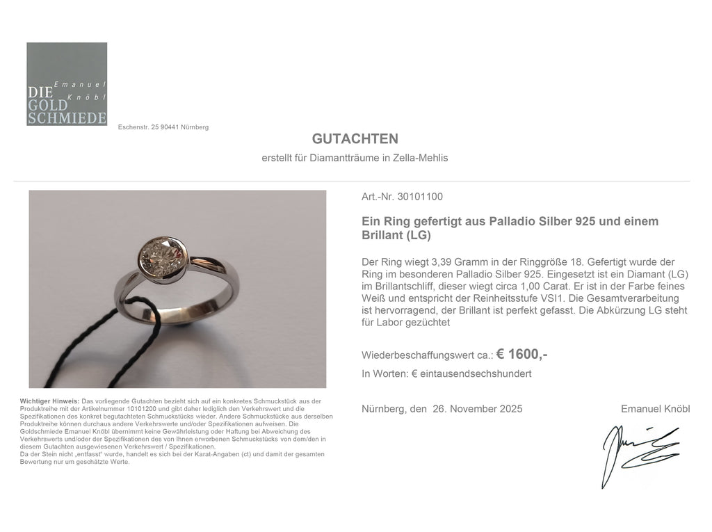 Diamant Solitärring London 1ct