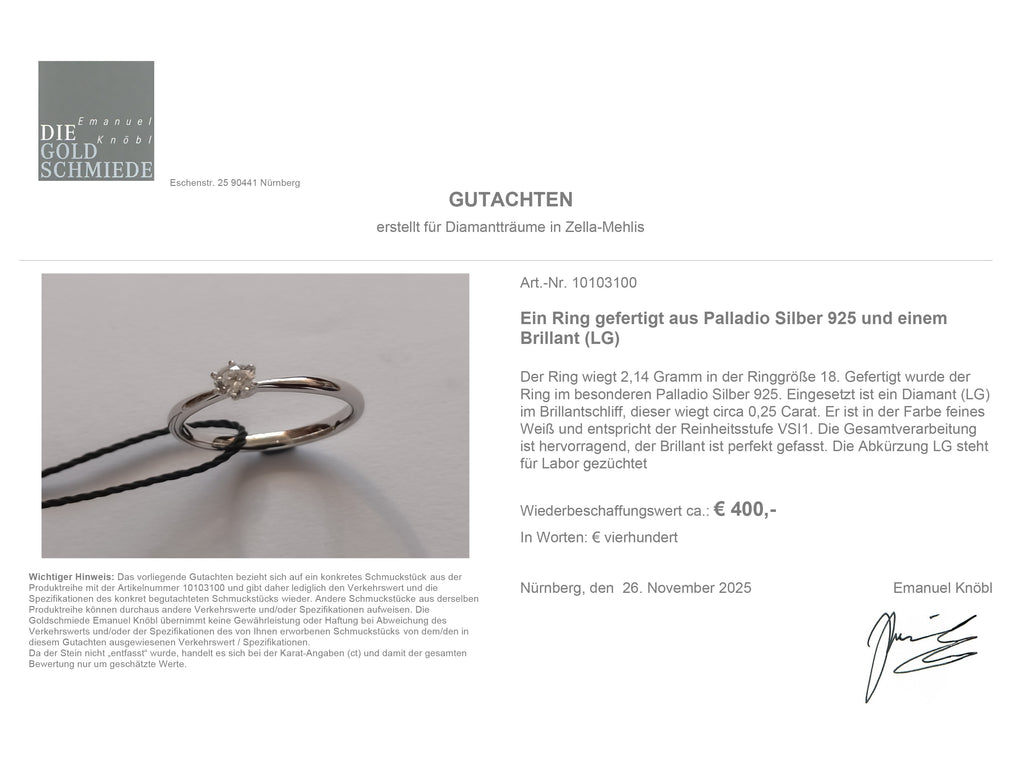 Diamant Solitärring Paris 0,25ct