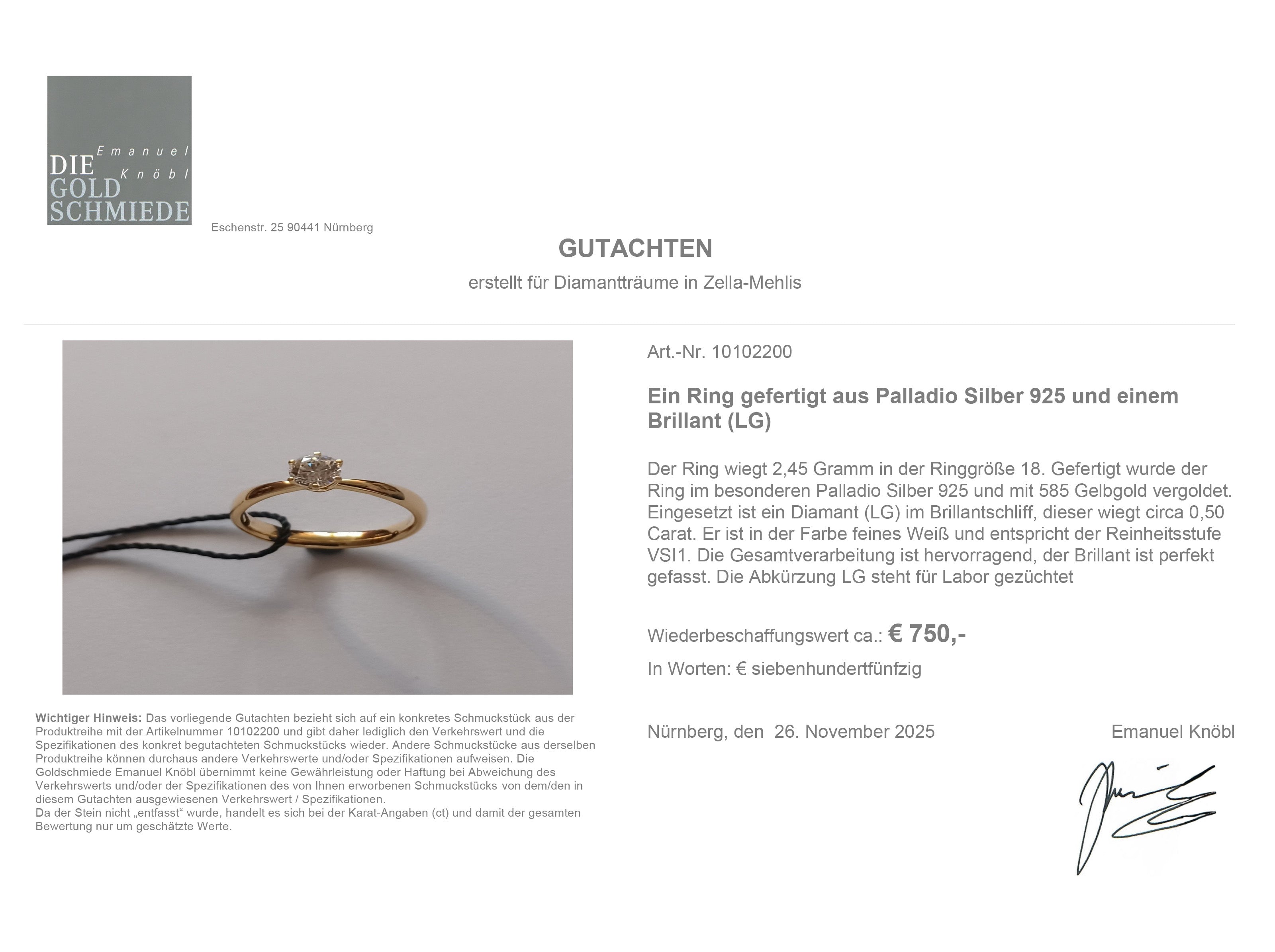 Diamant Solitärring Paris 0,5ct